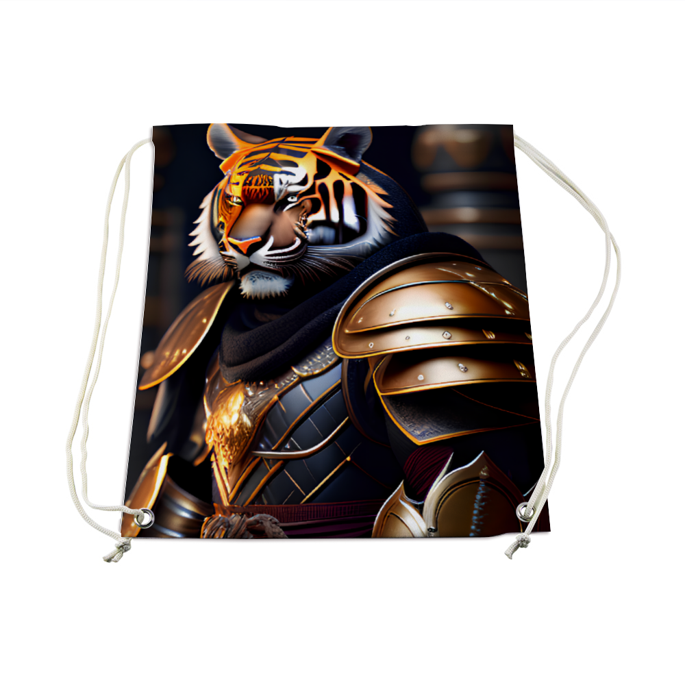 Tiger Warrior Plush Drawstring Bag 18" x 14"