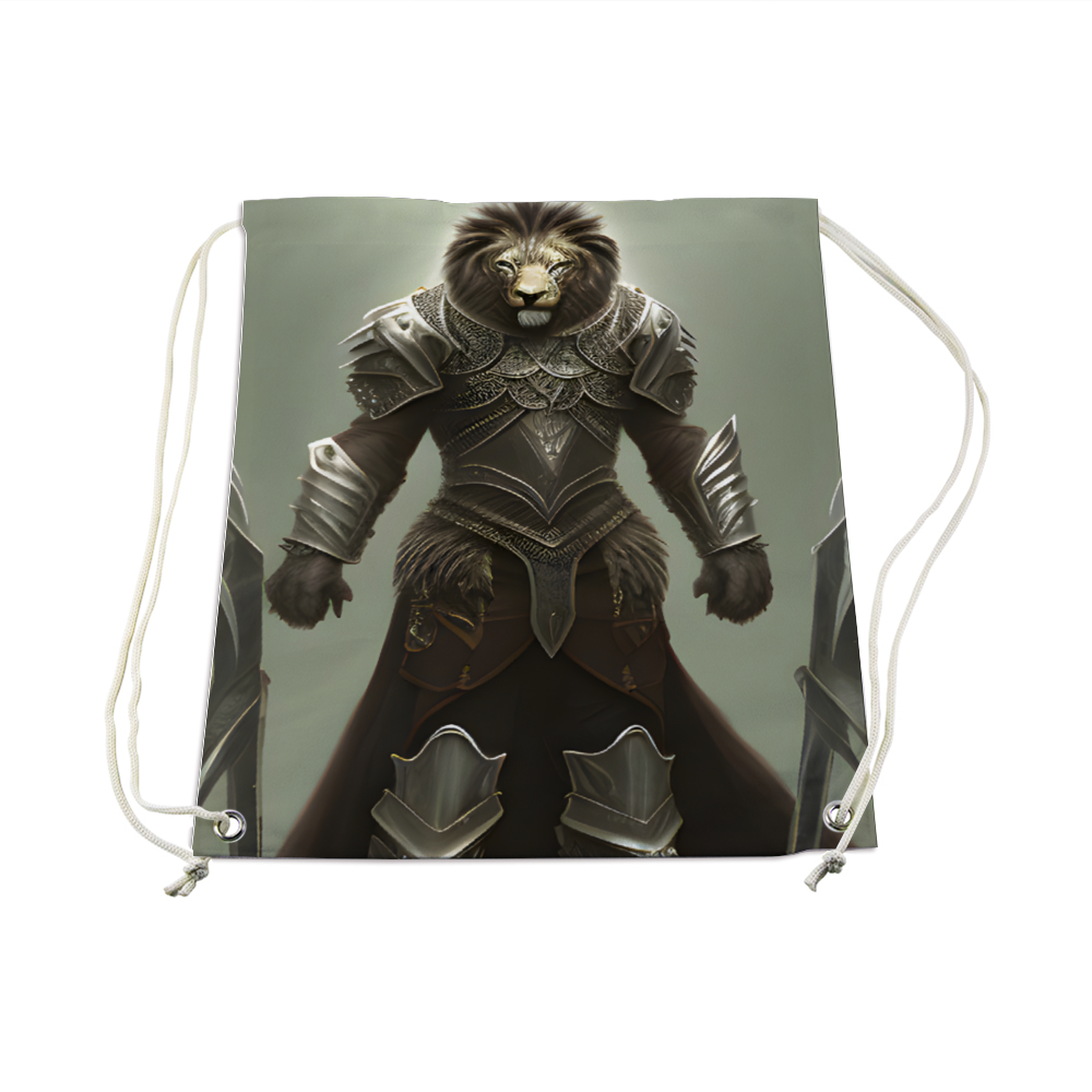 Lion Warrior Plush Drawstring Bag 18" x 14"